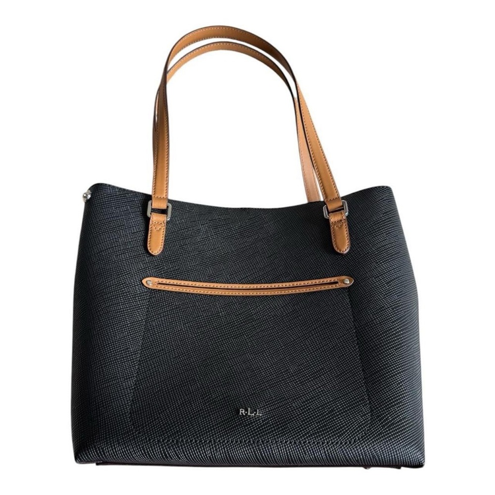 Ralph Lauren Black and Tan Women's Tote Bag
